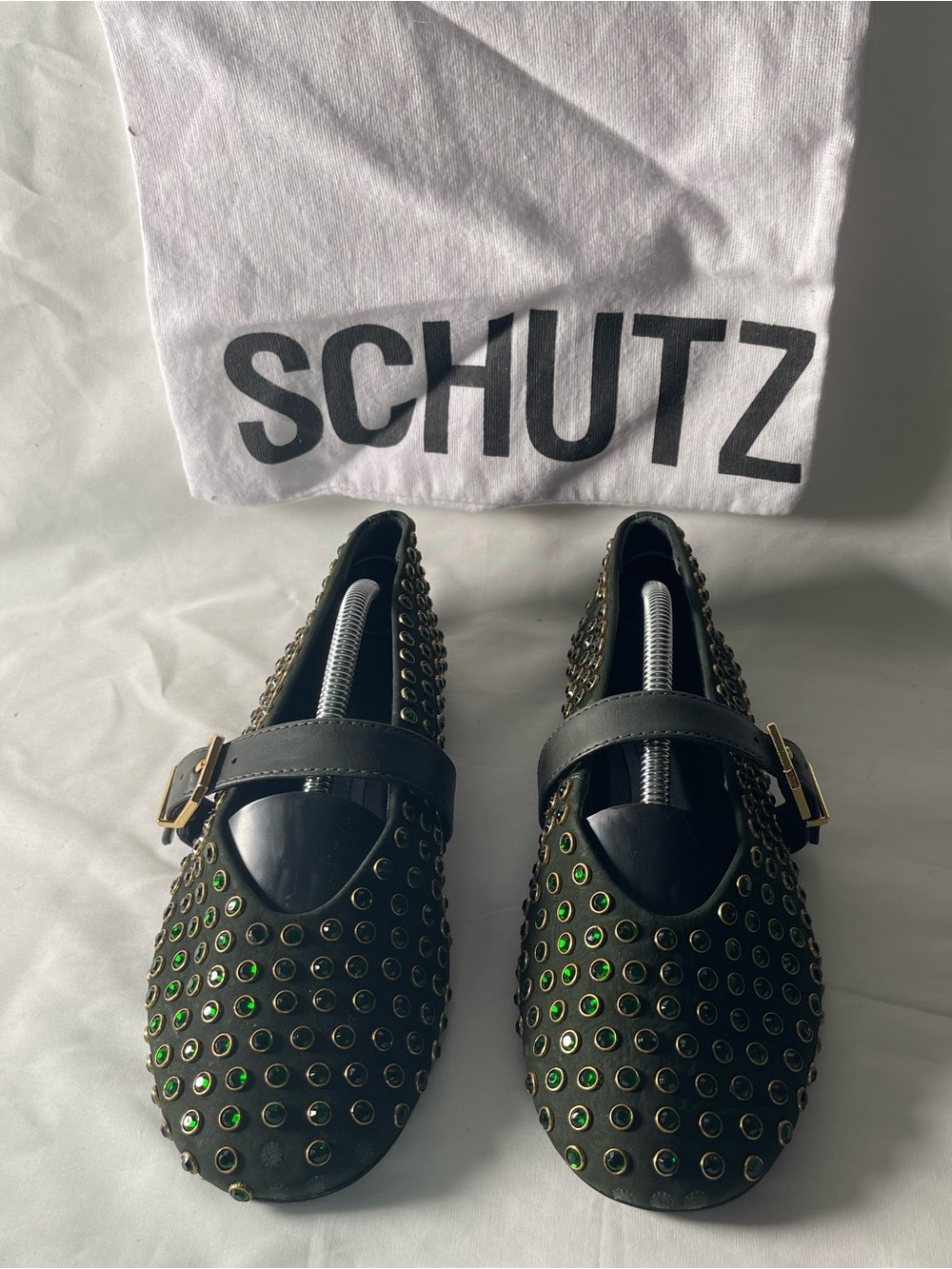 Schutz Eiza Shine Ballet Flats Size 7 *Flaw* Some Crystal Missing New No Box